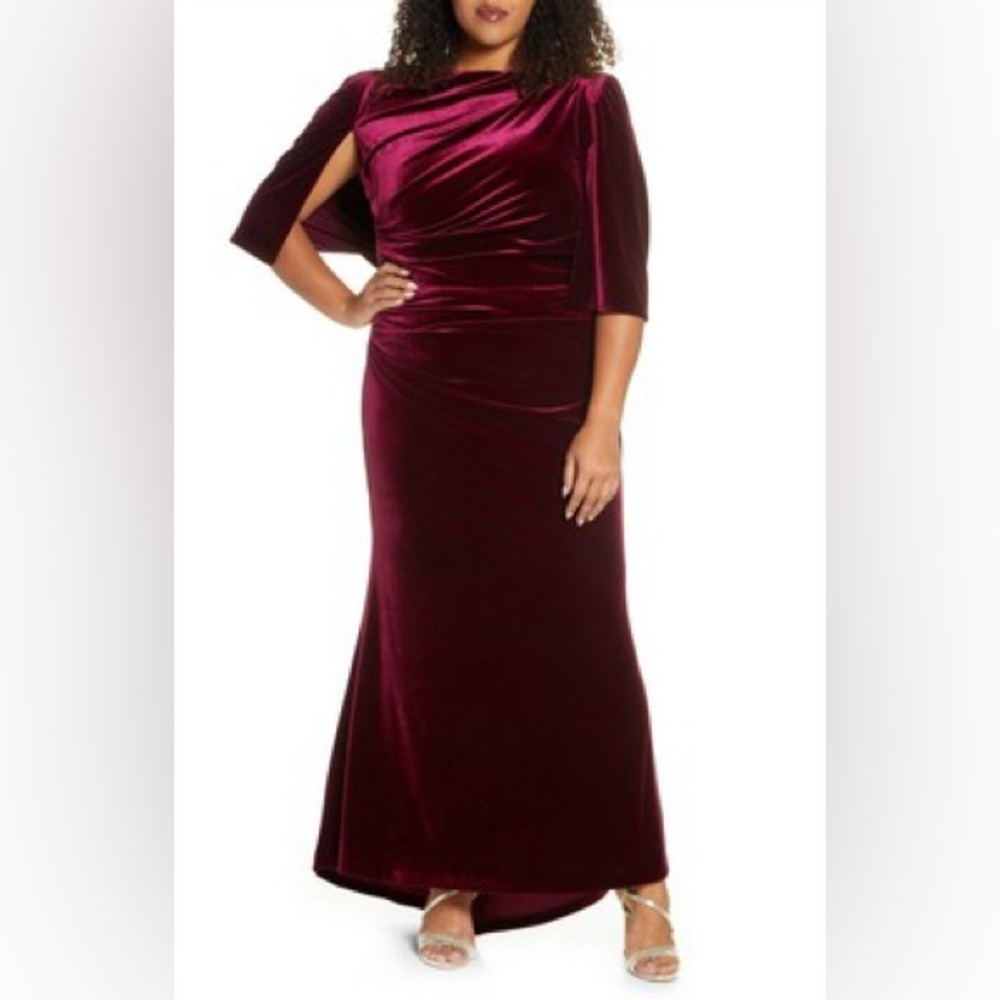 Eliza J Capelet‎ Maroon Velvet Elegant Gown Size 14W, NWT